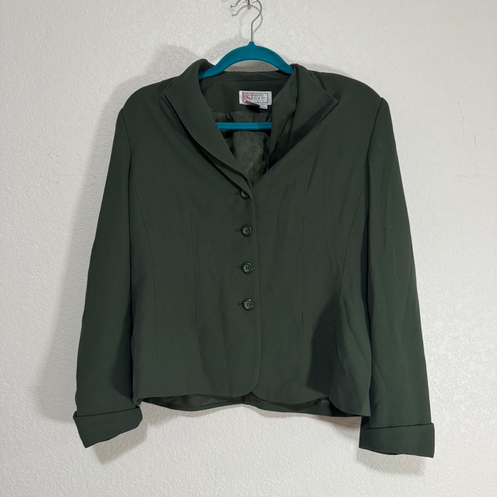 Jennifer Moore Petites Women's‎ Green Blazer Jacket Size 2P Button Front